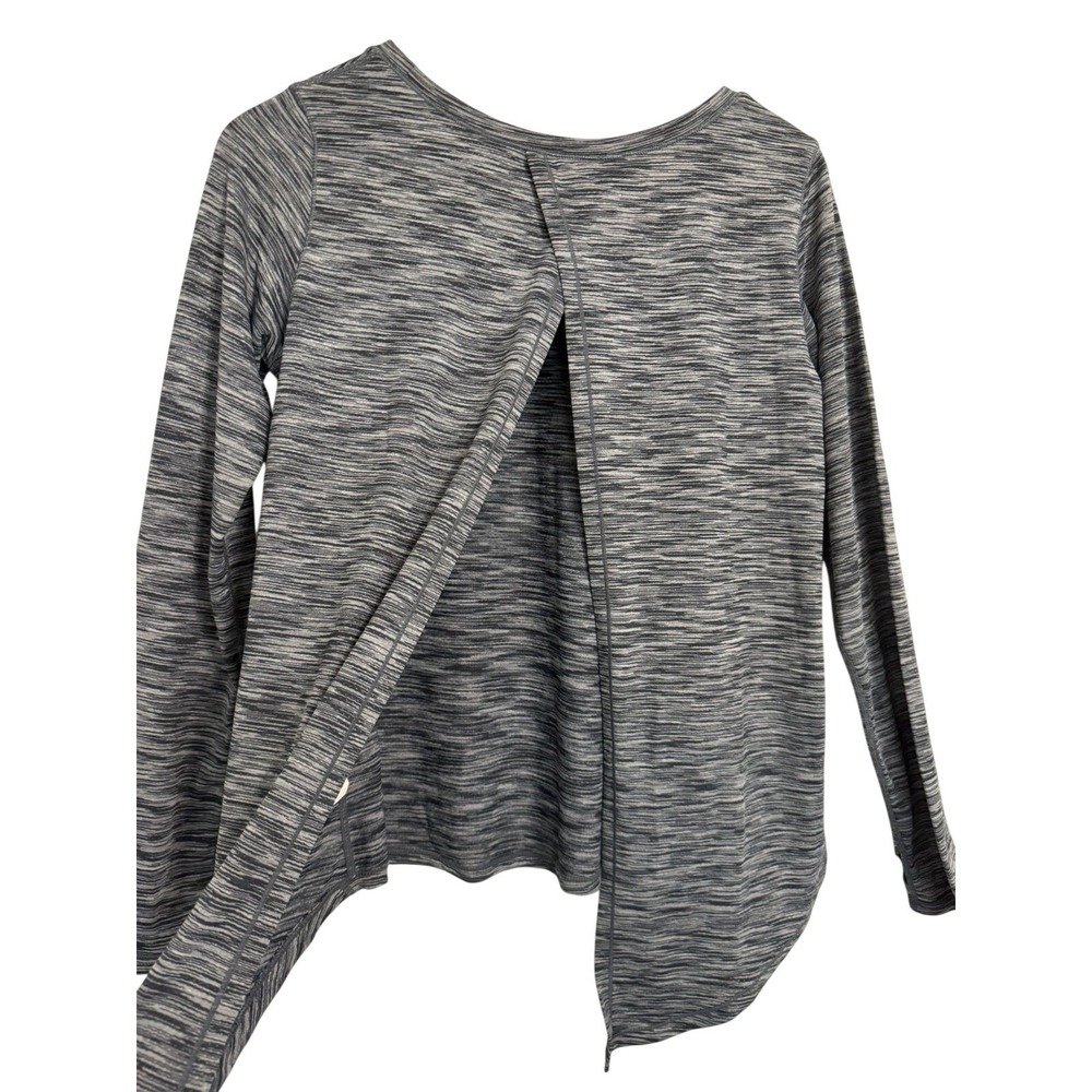 Zyia Active Womens Space Dye Long Sleeve Split Back Performance Top Black Gray L - Picture 7 of 8